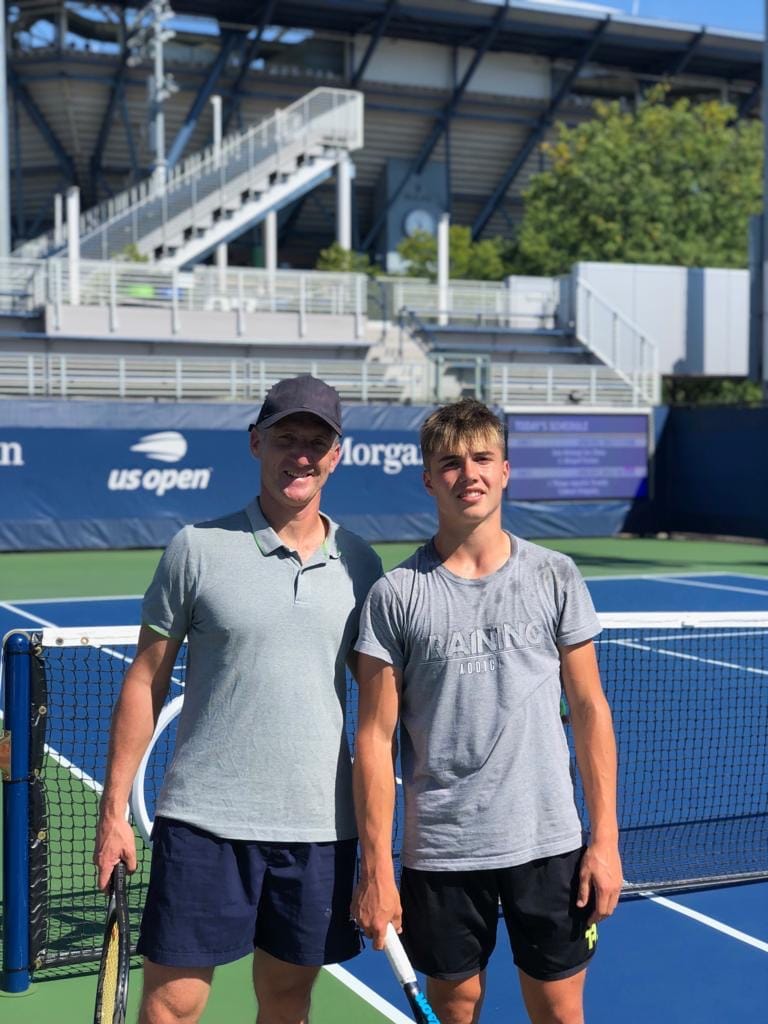 Benoit Foucher with a player at the US Open